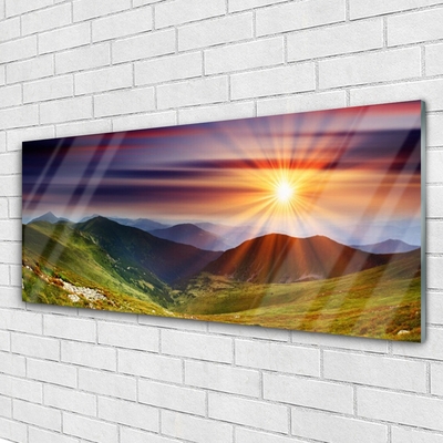 Quadro di vetro Montagne Tramonto Paesaggio