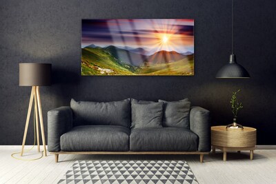 Quadro di vetro Montagne Tramonto Paesaggio