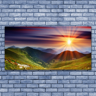 Quadro di vetro Montagne Tramonto Paesaggio