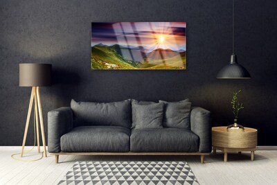 Quadro di vetro Montagne Tramonto Paesaggio