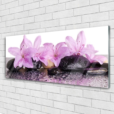 Quadro vetro Fiori Ninfea Rosa Acqua