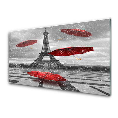 Quadro di vetro Ombrello Torre Eiffel Parigi