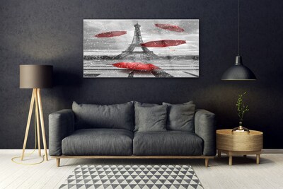 Quadro di vetro Ombrello Torre Eiffel Parigi