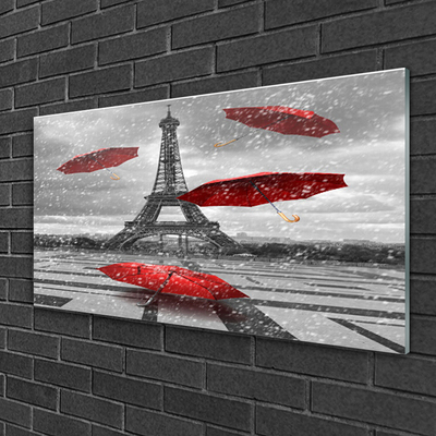 Quadro di vetro Ombrello Torre Eiffel Parigi