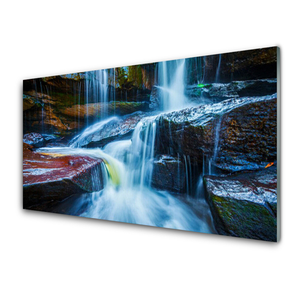 Quadro di vetro Rocce Cascata Fiume Natura