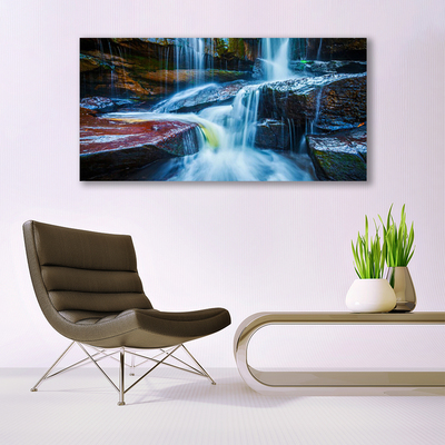 Quadro di vetro Rocce Cascata Fiume Natura