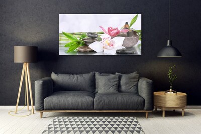 Quadro in vetro Fiori di orchidea Bambù