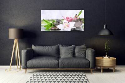 Quadro in vetro Fiori di orchidea Bambù