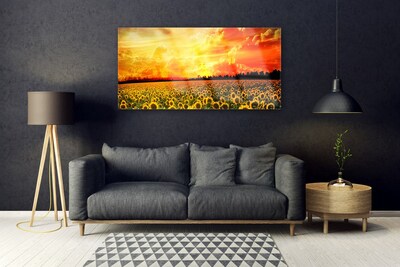 Quadro vetro Girasoli dei prati