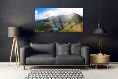 Quadro vetro Montagne Prato Paesaggio