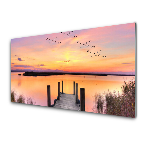 Quadro in vetro Molo Lago del Tramonto