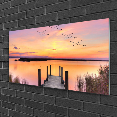 Quadro in vetro Molo Lago del Tramonto