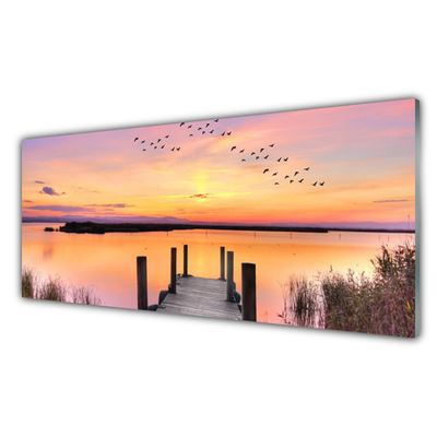 Quadro in vetro Molo Lago del Tramonto