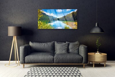 Quadro su vetro Montagne Foresta Natura Lago