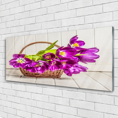 Quadro su vetro Fiori in un cesto