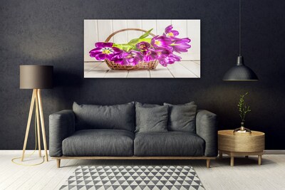 Quadro su vetro Fiori in un cesto