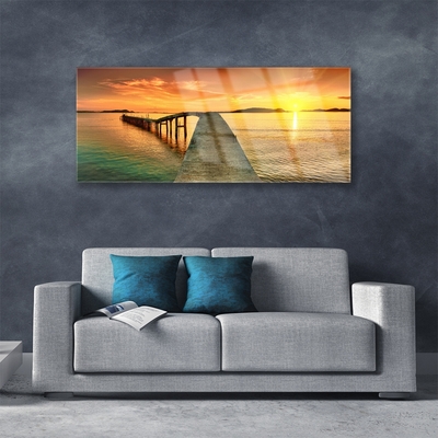 Quadro vetro Mare Sole Ponte Paesaggio