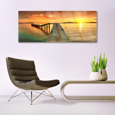 Quadro vetro Mare Sole Ponte Paesaggio