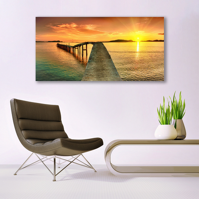 Quadro vetro Mare Sole Ponte Paesaggio