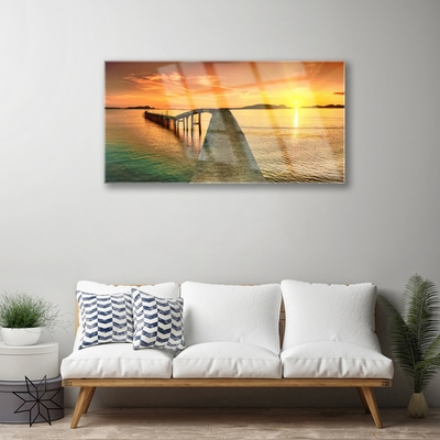 Quadro vetro Mare Sole Ponte Paesaggio