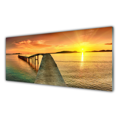 Quadro vetro Mare Sole Ponte Paesaggio