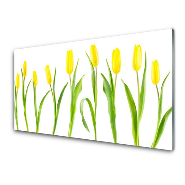 Quadro vetro Fiori di tulipani gialli