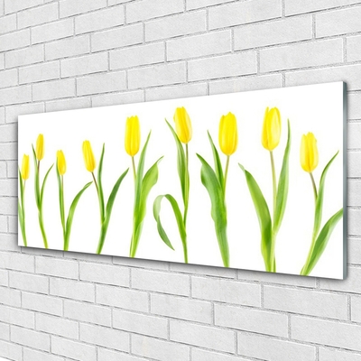 Quadro vetro Fiori di tulipani gialli