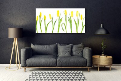 Quadro vetro Fiori di tulipani gialli