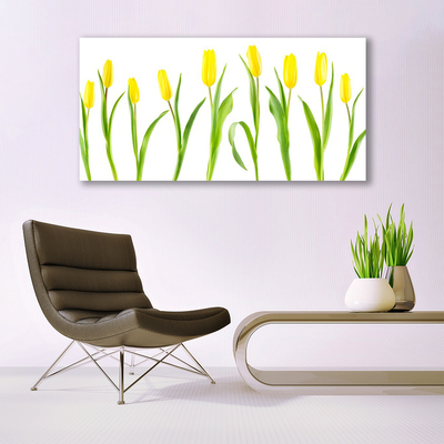 Quadro vetro Fiori di tulipani gialli