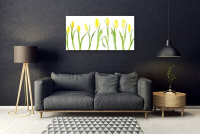 Quadro vetro Fiori di tulipani gialli