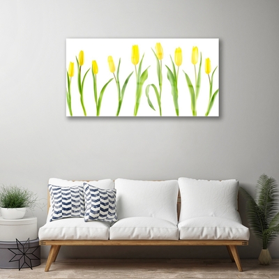 Quadro vetro Fiori di tulipani gialli