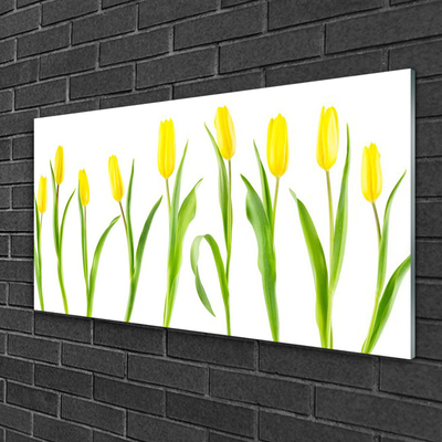 Quadro vetro Fiori di tulipani gialli