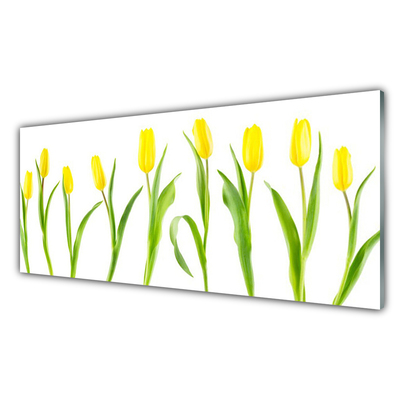 Quadro vetro Fiori di tulipani gialli