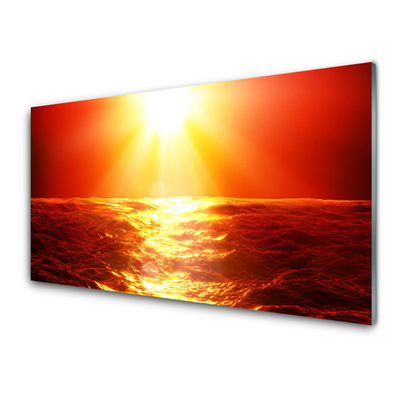 Quadro di vetro Onda del mare al tramonto