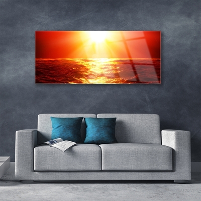 Quadro di vetro Onda del mare al tramonto