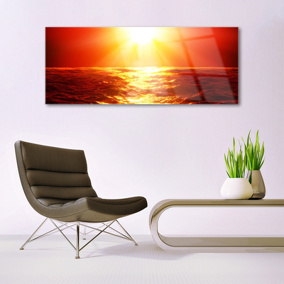 Quadro di vetro Onda del mare al tramonto