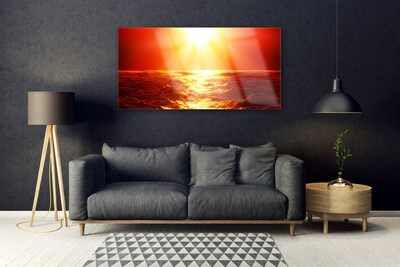 Quadro di vetro Onda del mare al tramonto