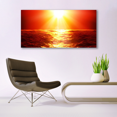 Quadro di vetro Onda del mare al tramonto