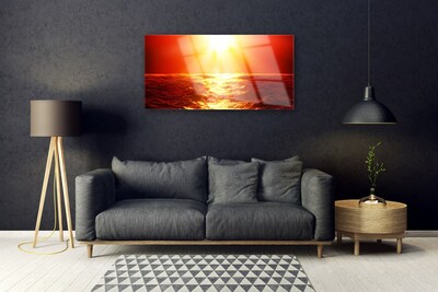 Quadro di vetro Onda del mare al tramonto