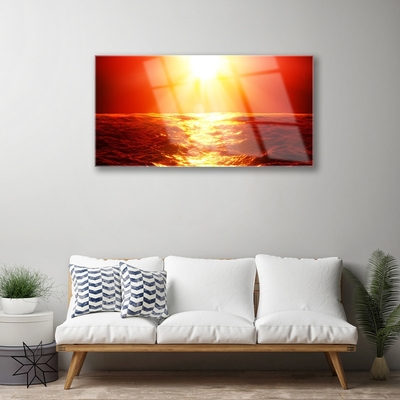 Quadro di vetro Onda del mare al tramonto