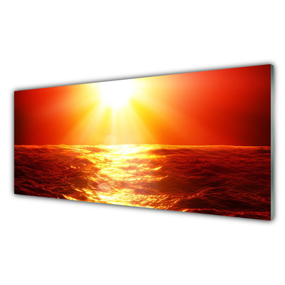 Quadro di vetro Onda del mare al tramonto