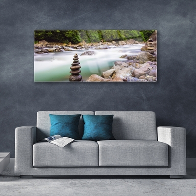 Quadro in vetro Foresta Brook River Mountains