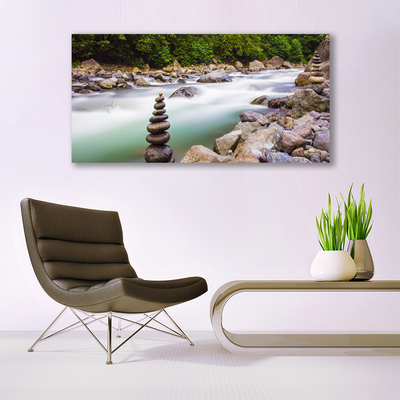 Quadro in vetro Foresta Brook River Mountains