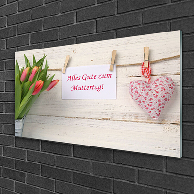 Quadro di vetro Tulipani Cuore Arte