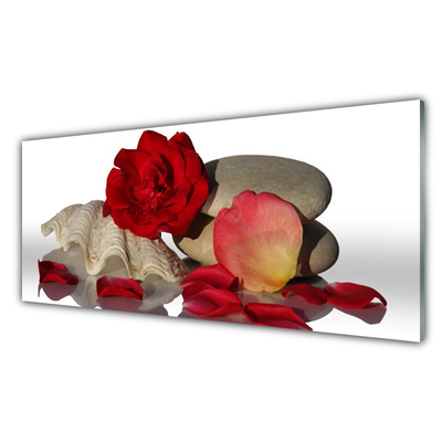 Quadro vetro Petali di rose Natura morta
