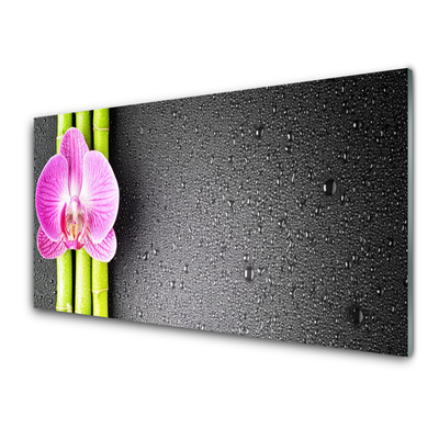 Quadro vetro Fiori di orchidea di bambù