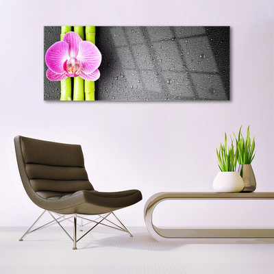 Quadro vetro Fiori di orchidea di bambù