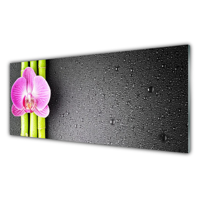 Quadro vetro Fiori di orchidea di bambù