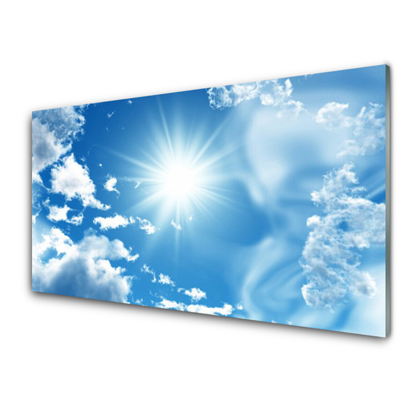 Quadro di vetro Sole Nuvole Cielo Blu