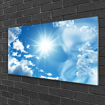 Quadro di vetro Sole Nuvole Cielo Blu